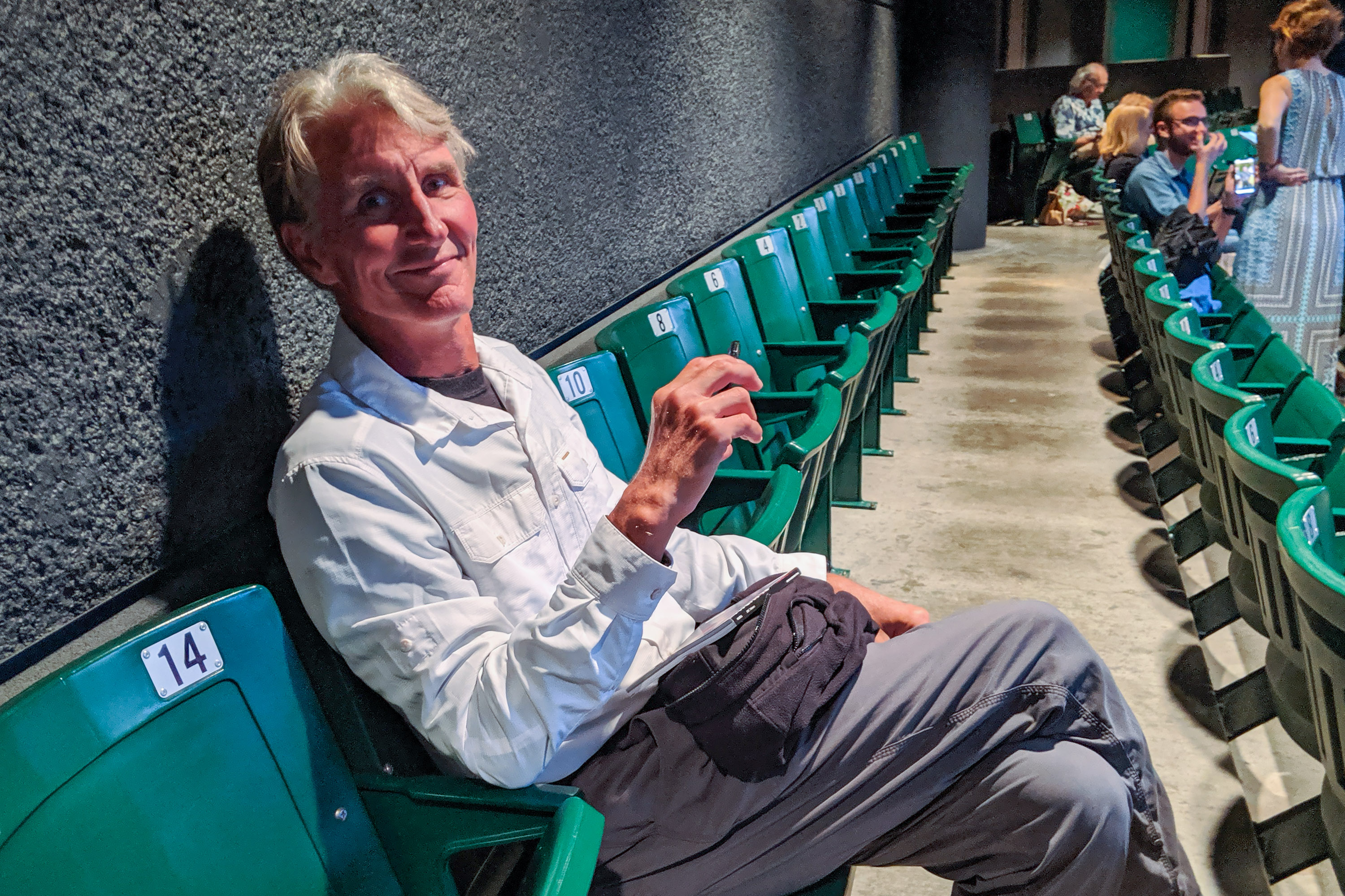 Herb getting ready for the Macbeth performance at the Allen Elizabethan Theater