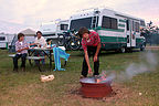 Making s'mores at the campsite