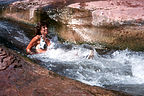 Lolo scraping her butt on Slide Rock