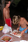 Tommy's first filleting of trout