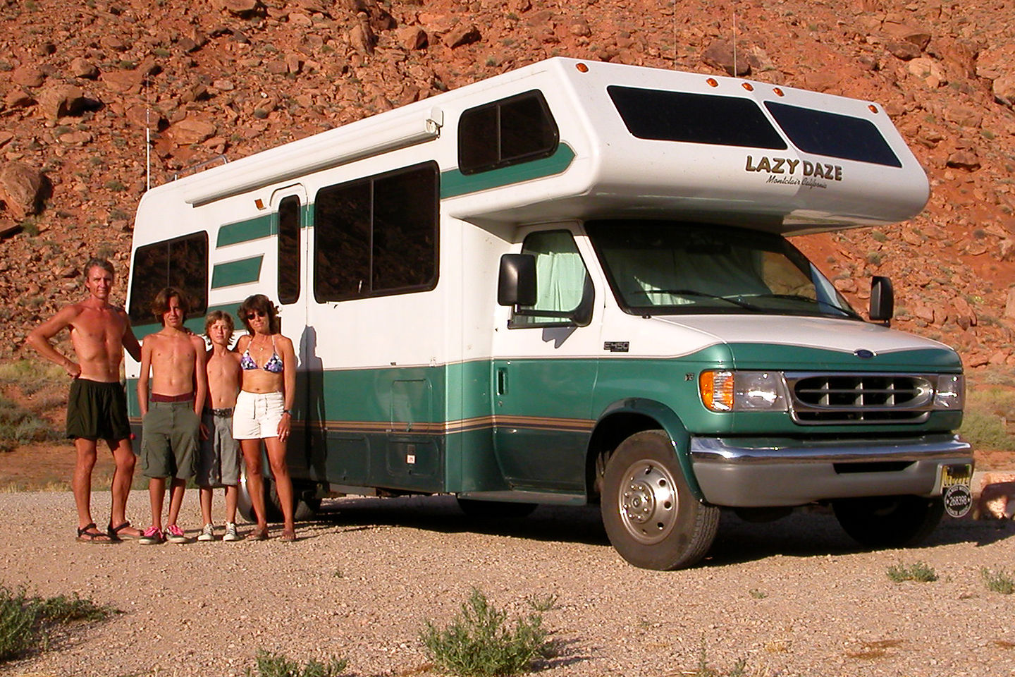 Family by RV along Colorado Riverway