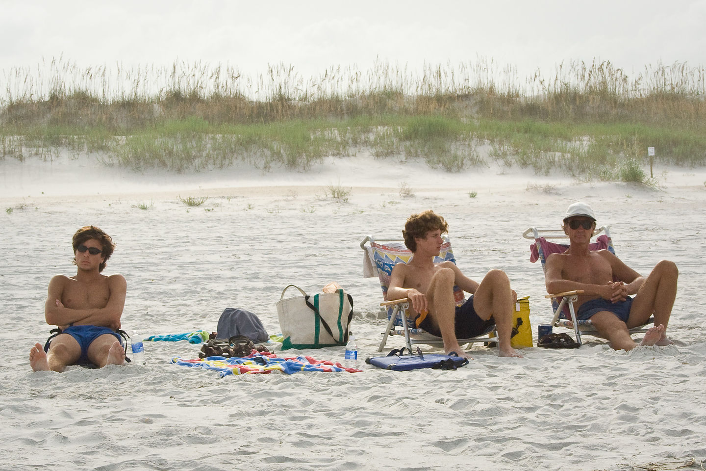 Herb and Boys on relaxing on beach - LEG