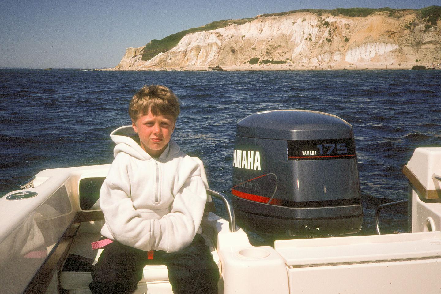 Tommy and Gay Head Cliffs during our Circumnavigation of the Vineyard