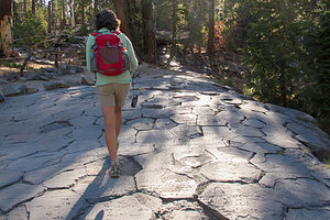 Lolo Hiking on Top of Devils Postpiles