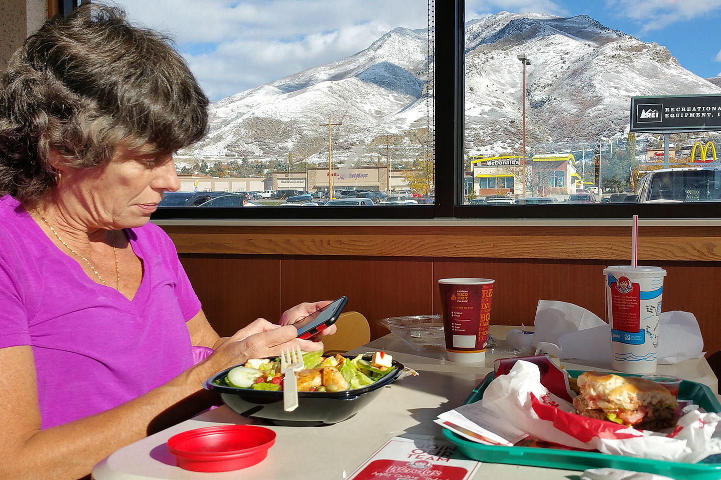 Lolo Enjoying Lunch at Wendy's