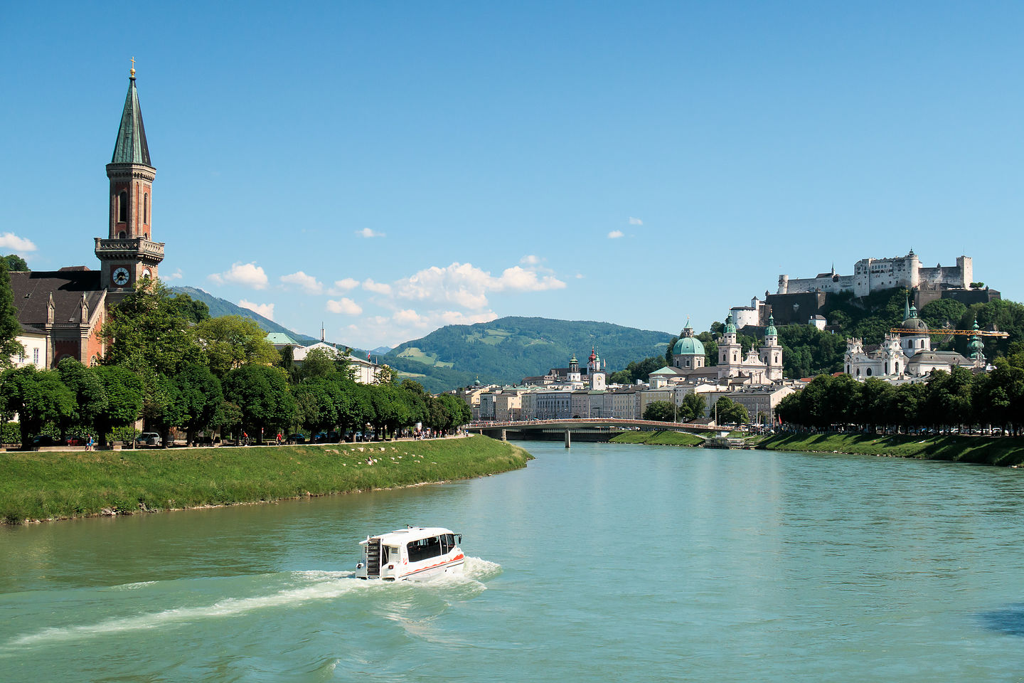 Salzach River flowing through the Altstadt