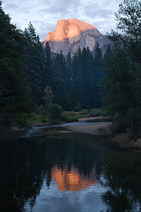 Half Dome alpenglow reflection