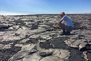 Herb playing with the lava at the end of Chain of Craters Road