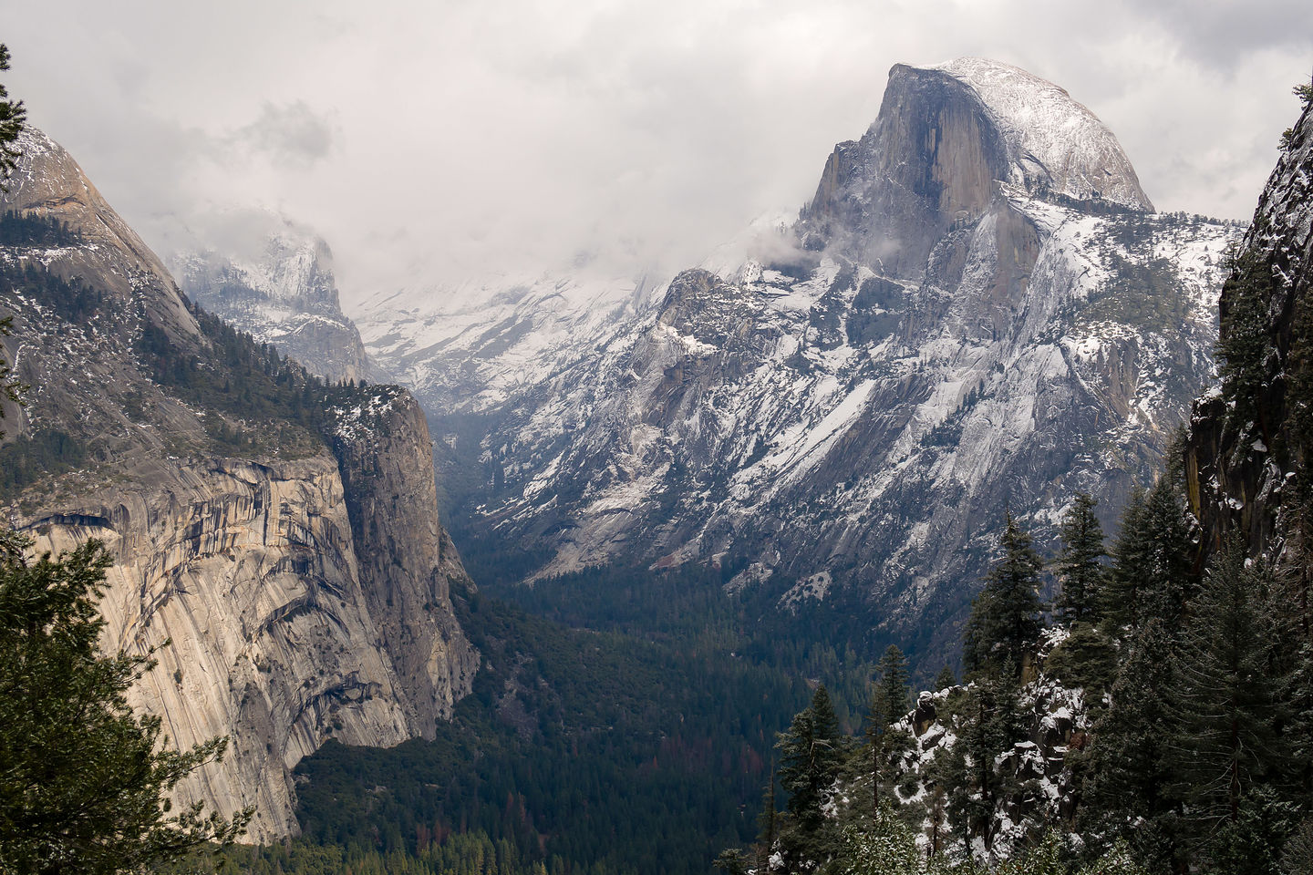 View from along the snowy Four Mile Trail