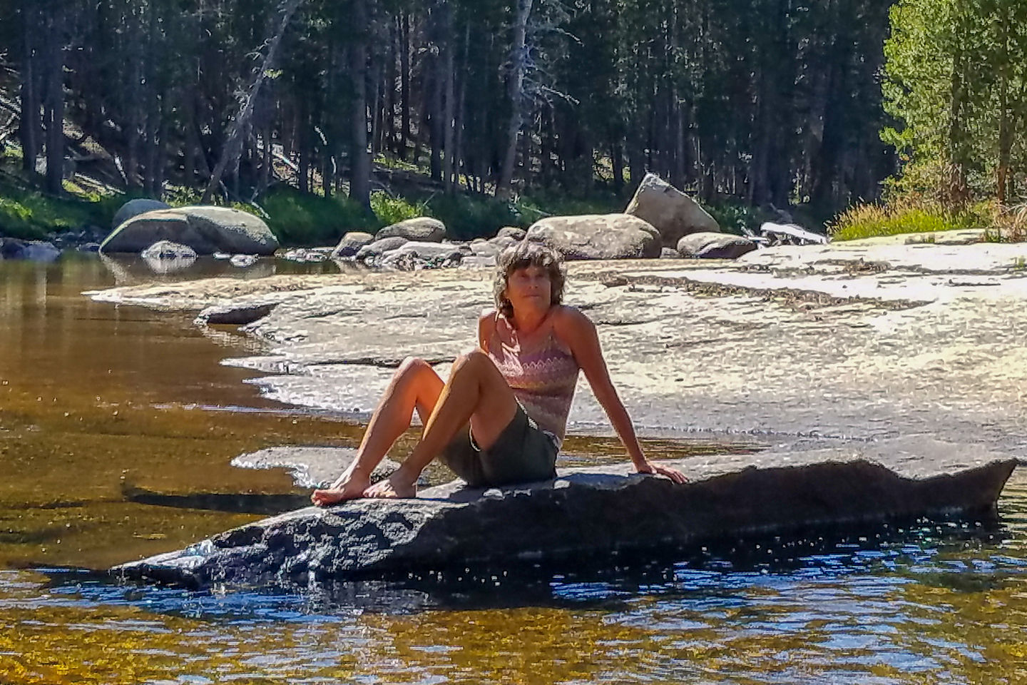 Lolo chillin' along the Lyell Fork of the Tuolumne River