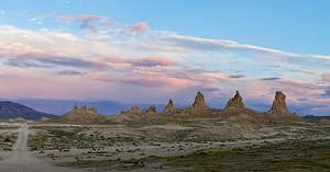 Golden hour at Trona Pinnacles