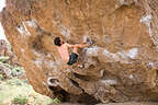 Andrew bouldering in the Volcanic Tablelands