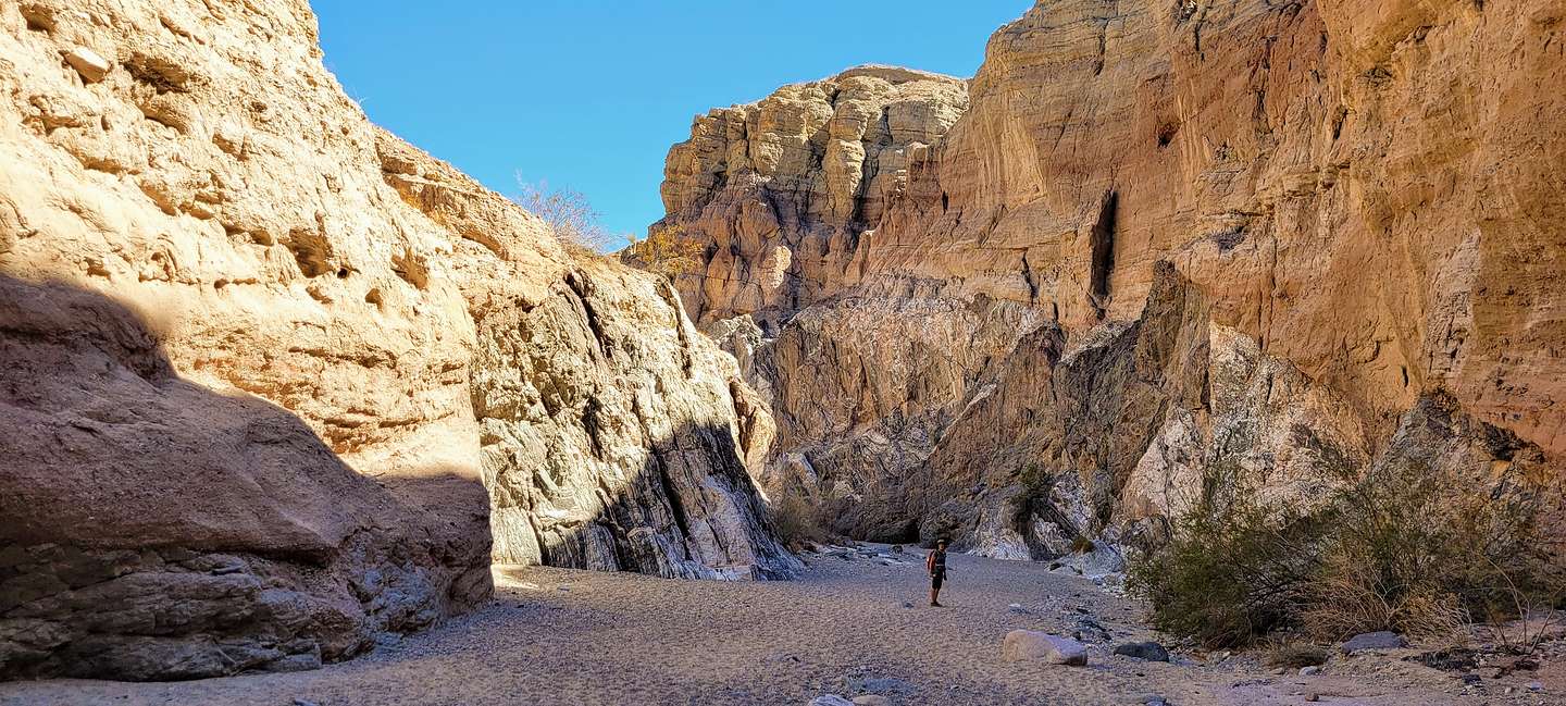 Hiking down Painted Canyon