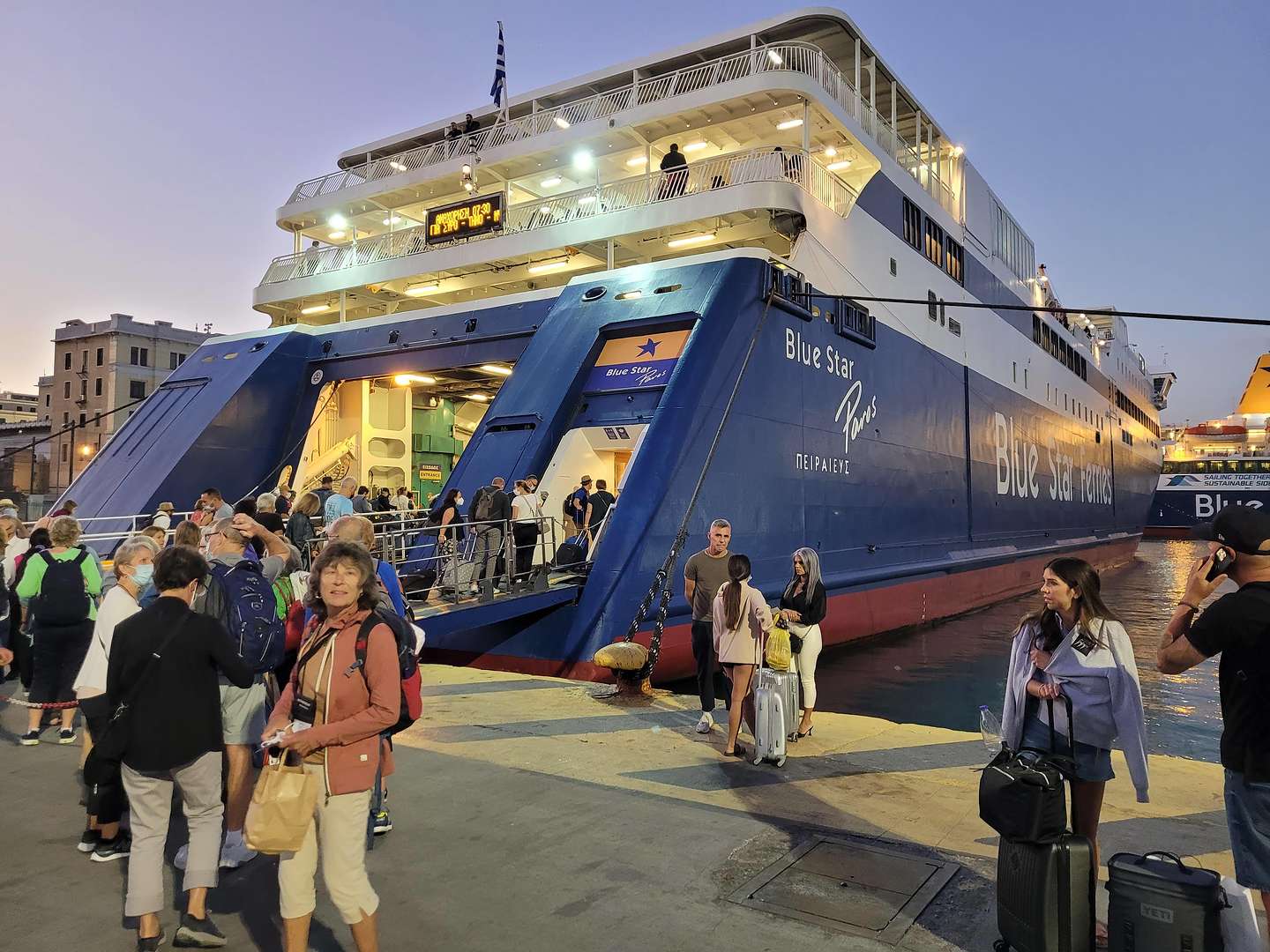 Our early morning ferry to Mykonos