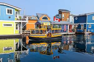 Colorful floating homes at Fisherman's wharf