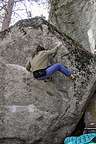 Erin bouldering without a wedding dress