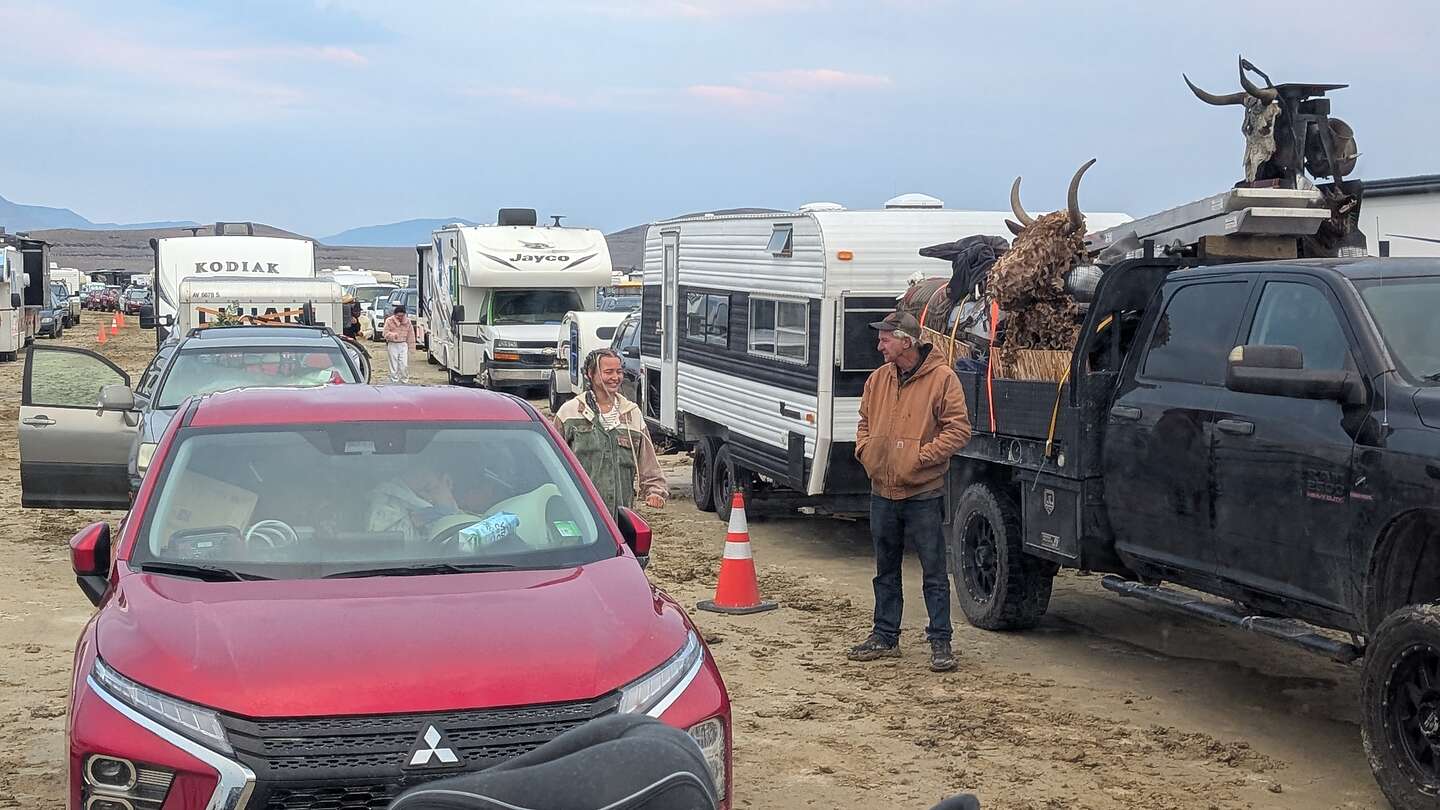 The next morning after sleeping in vehicles The next morning after sleeping in vehicles