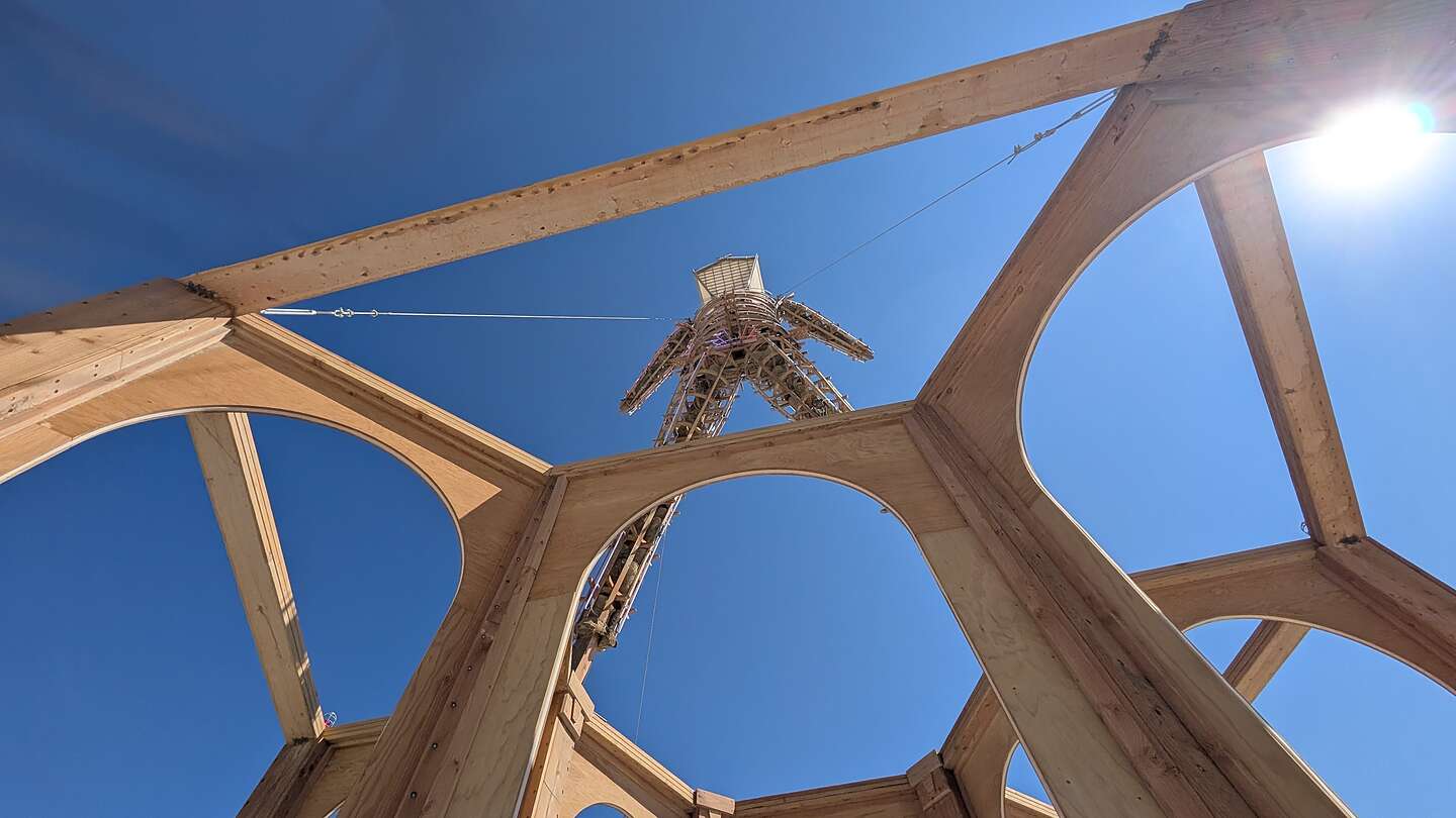 Through the arches in the pavilion Through the arches in the pavilion
