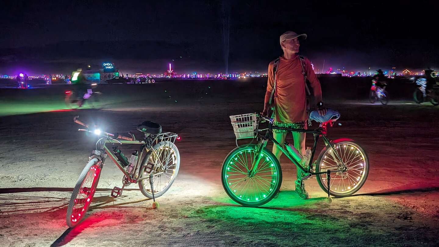 Riding on the Playa at night Riding on the Playa at night