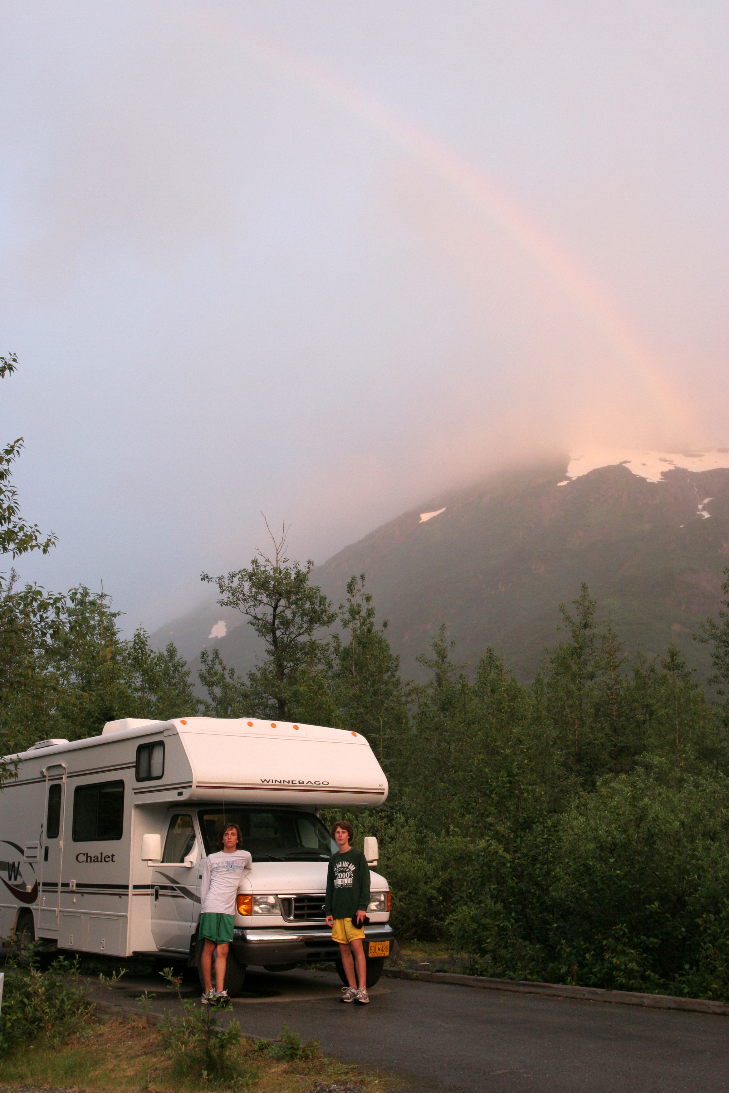 Rainbow over Winnie with boys