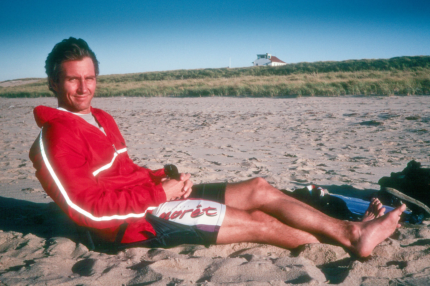 Herb relaxing on beach?