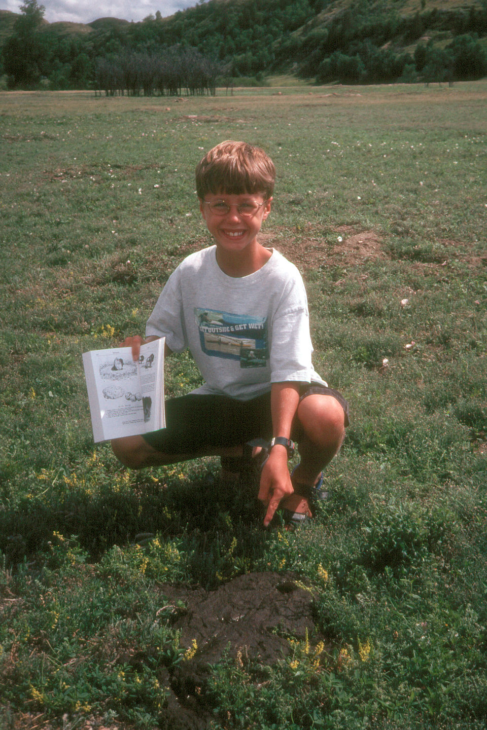 Tommy identifying scat in Prairie Dog Town