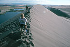 Lolo and boys on the knife edge of the dunes