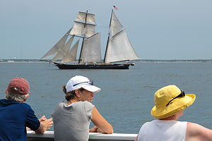 Schooner sailing from deck of MV Ferry