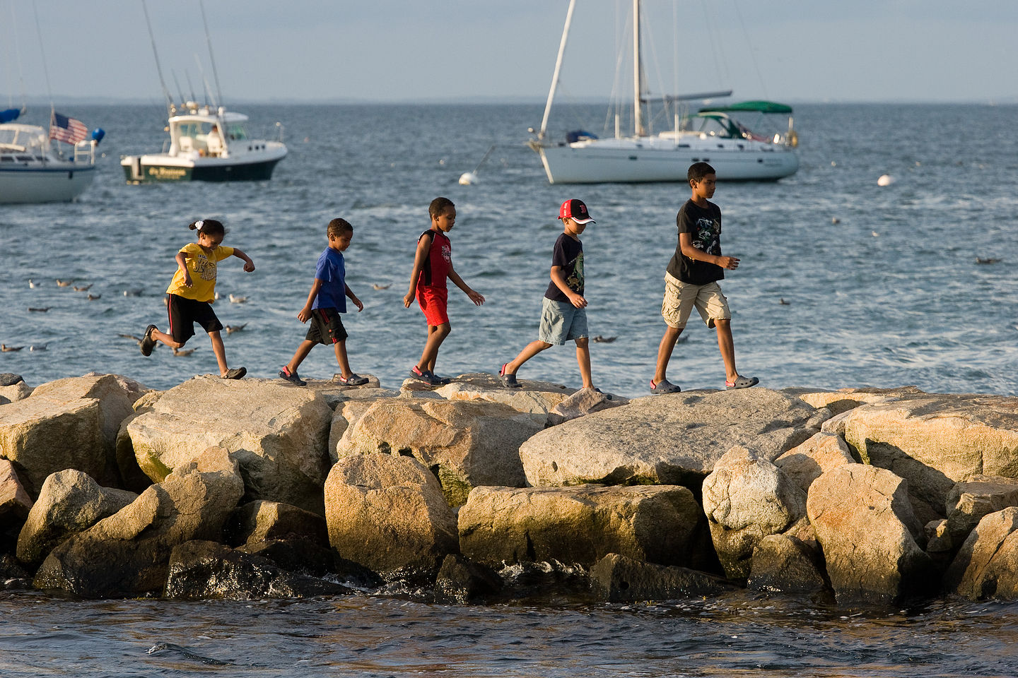 Kids Walking the Menemsha Jetty