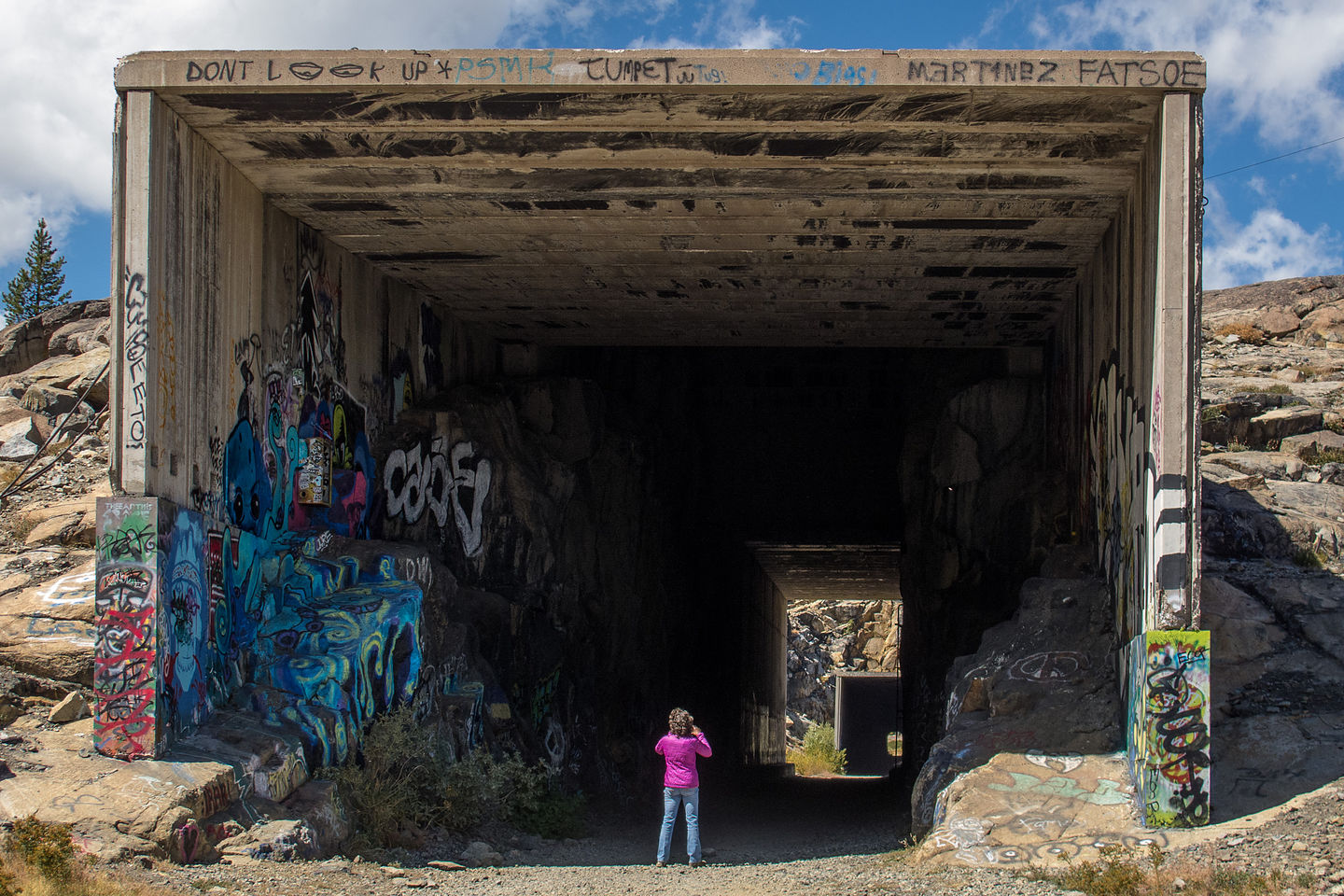 Lolo Photographing Snowshed Tunnel