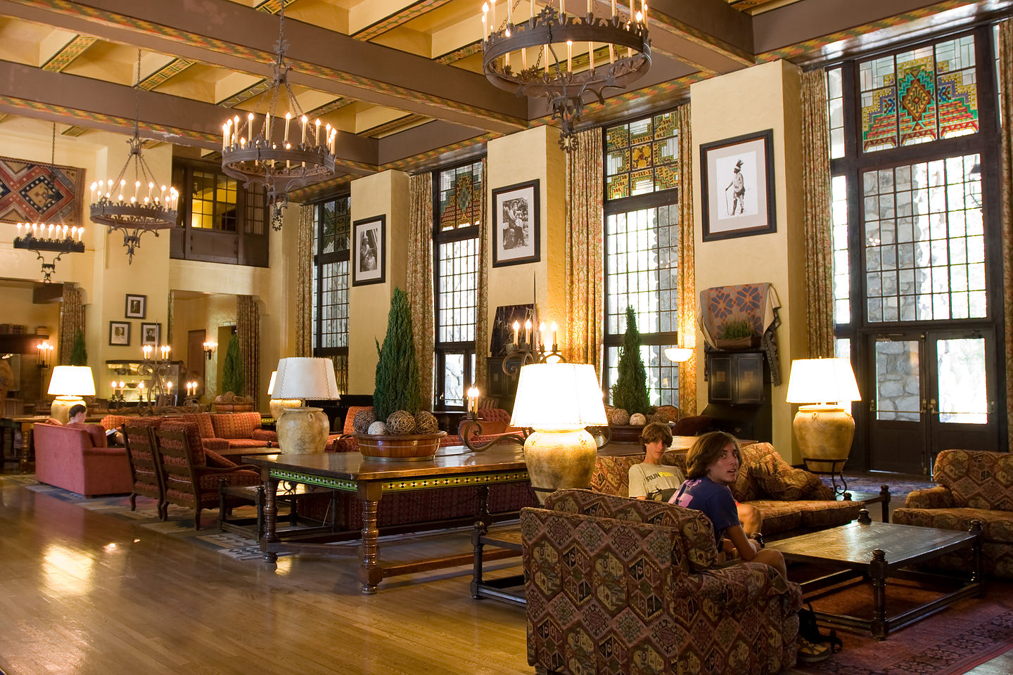 Boys in Ahwahnee Hotel "Great Lounge"