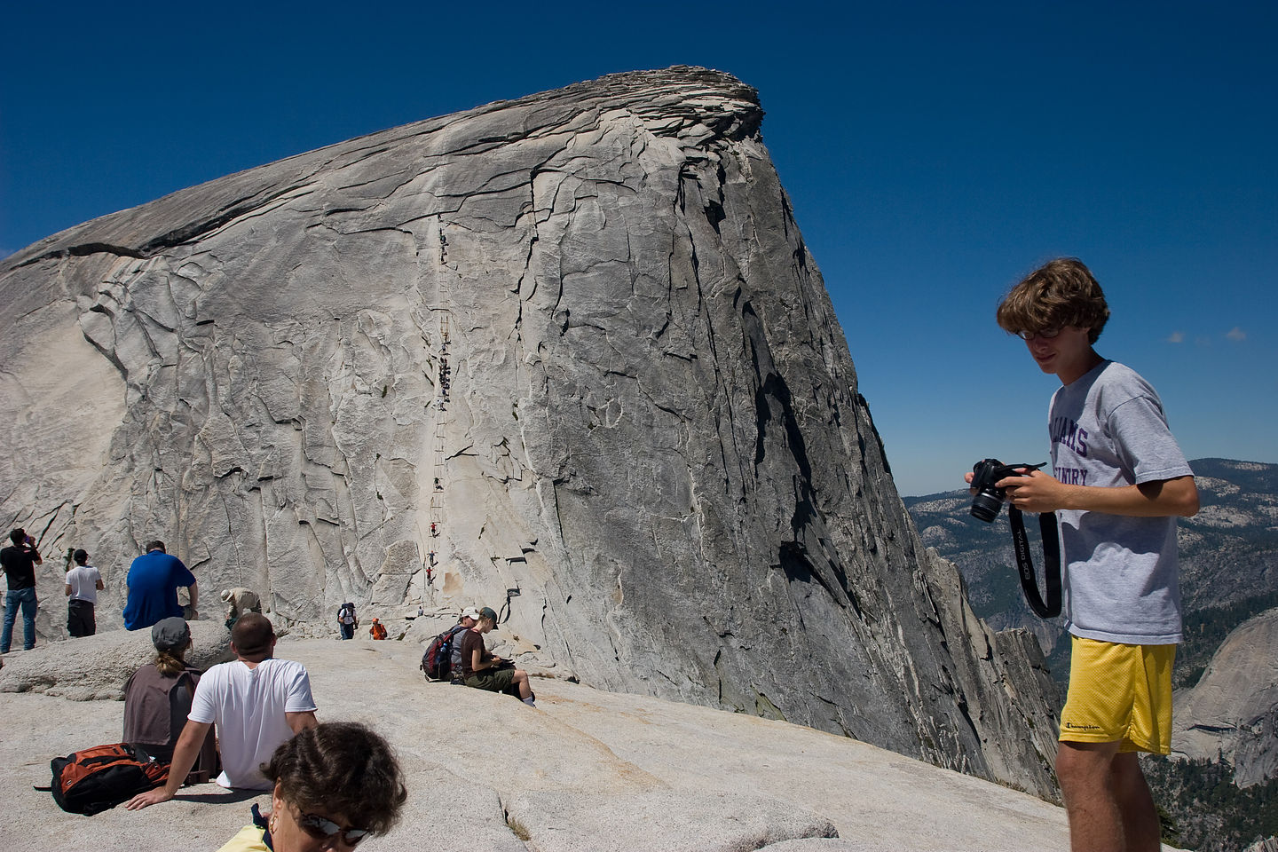 Half Dome cable view from top of shoulder