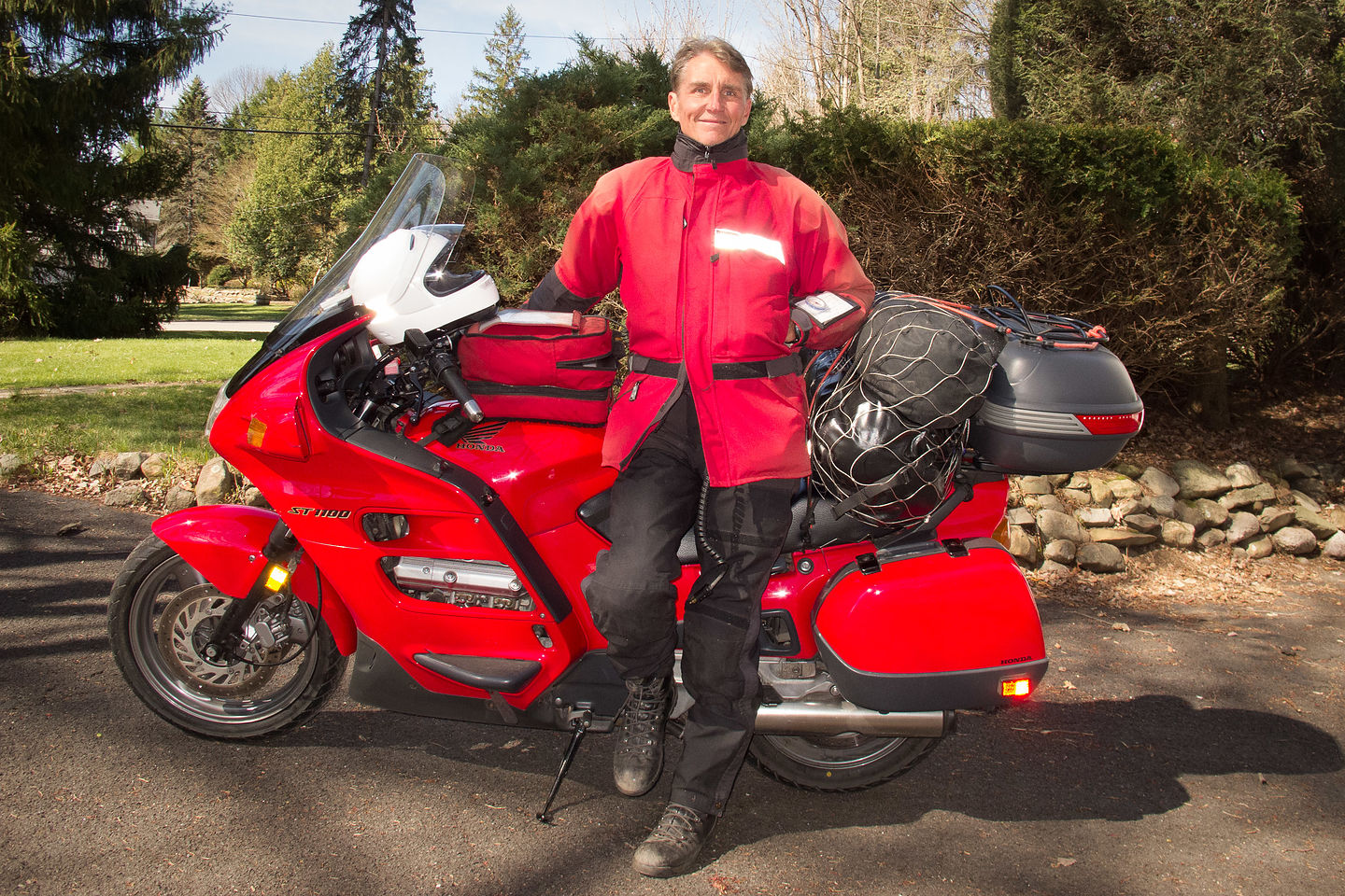 Herb in Driveway with Packed Honda ST-1100