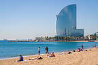 The Big "W" watching over Barceloneta Beach