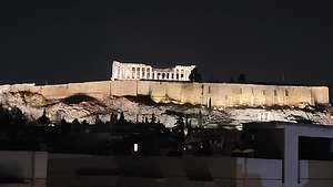 View of Acropolis from hotel rooftop