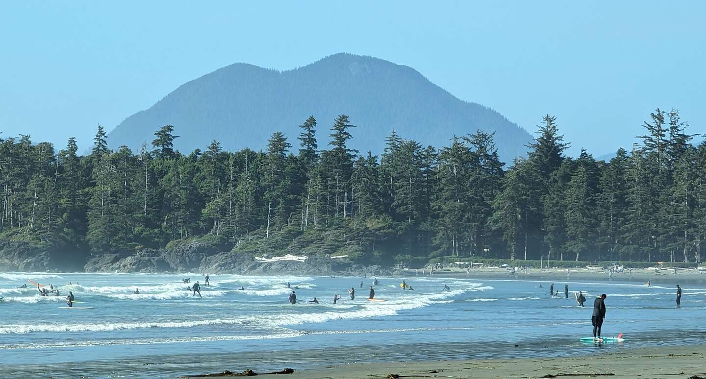 Surfers in Cox Bay